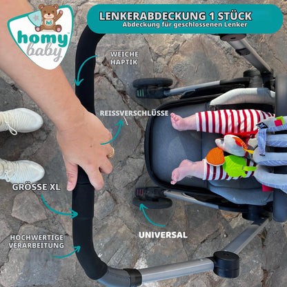 HOMYBABY universaali vaunujen kahvan suoja, musta, pestävä