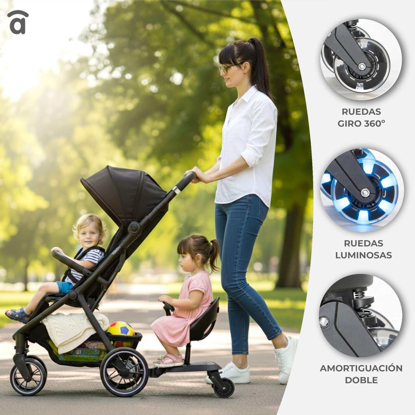 Asalvo Go Seat 2-in-1 universaalne jalutuskäru lisaiste, must, 2-5 a, kuni 20 kg