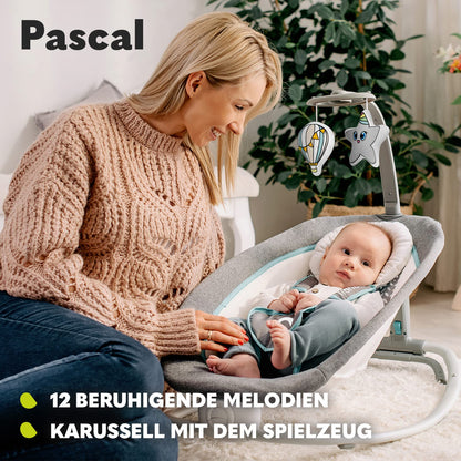 Lionelo Pascal vibreeriv beebi kiiktool, meloodiate ja mängukarusselliga, Grey Dove