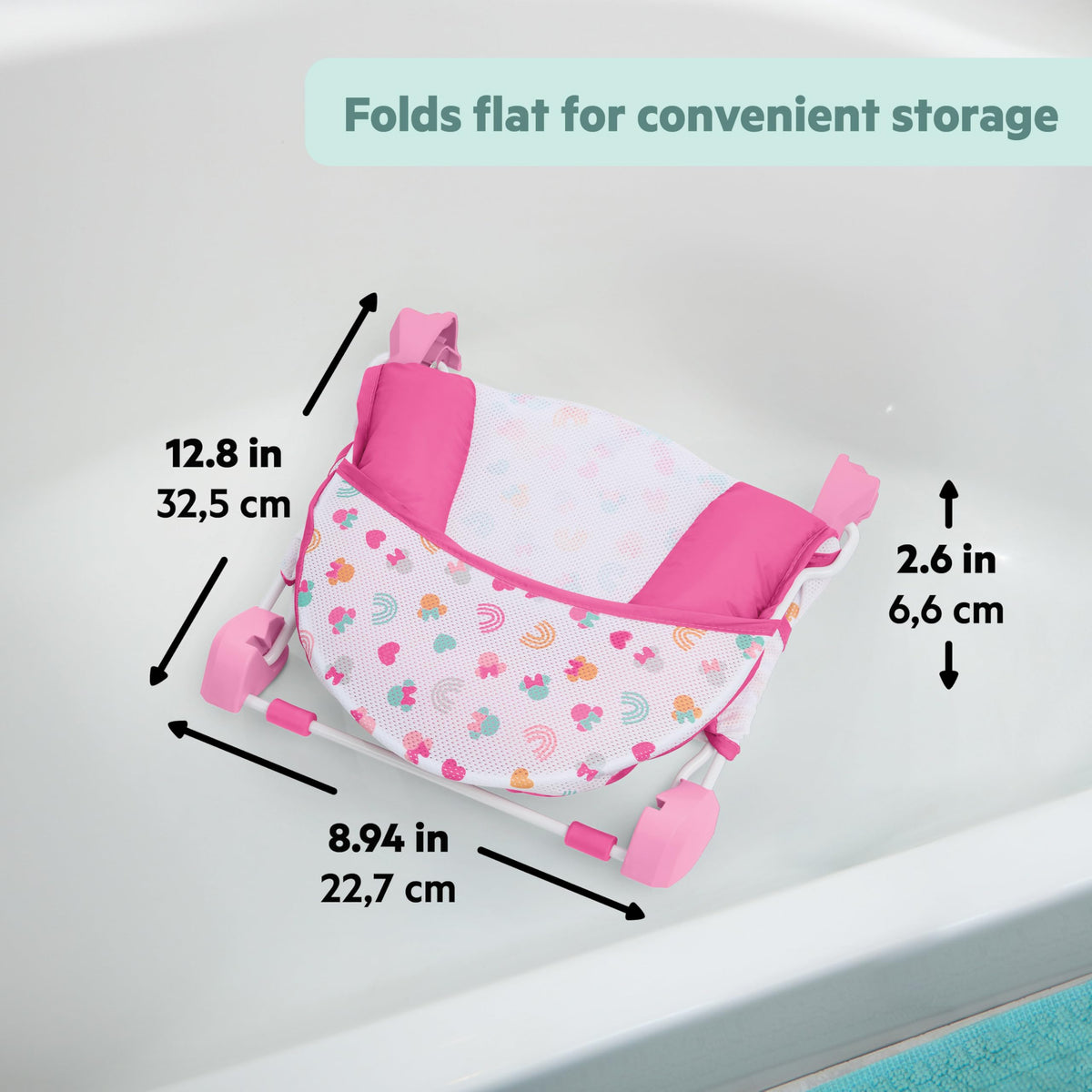 Bright Starts Disney Baby Minnie Mouse FoldAway vauvan kylpyistuin, 0–6 kuukautta, enintään 9 kg