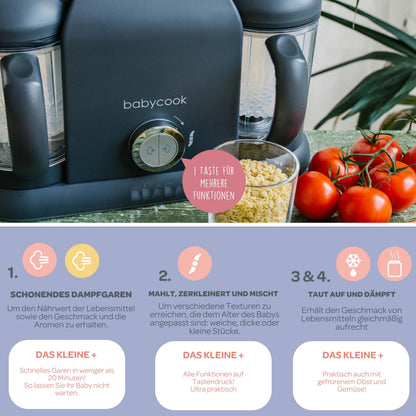 Béaba Babycook Duo 4-ühes blender-auruti – 2200 ml, tumehall