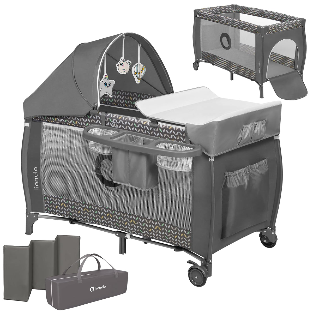 Lionelo Sven Plus 4-in-1 vauvansänky Grey Scandi, enintään 15 kg