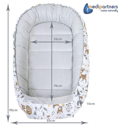 Medi Partners 5-osaline beebipesa komplekt Deer & Grey Plush, 100% puuvill