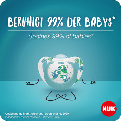 NUK Star Day &amp; Night lutt 18-36 kuud, sinine, 4 tk, lehtefektiga