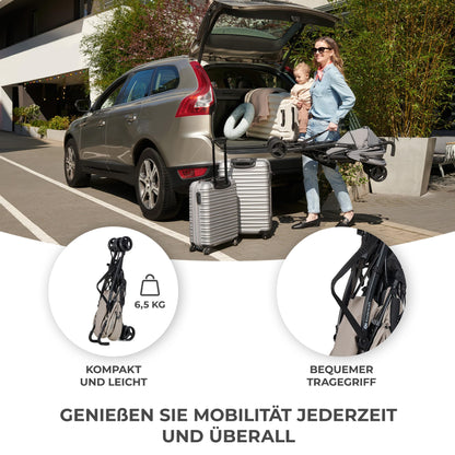 Kinderkraft TIK kergkäru, beež, 6,5 kg, kuni 17 kg, kokkupandav, pöörlevate esiratastega