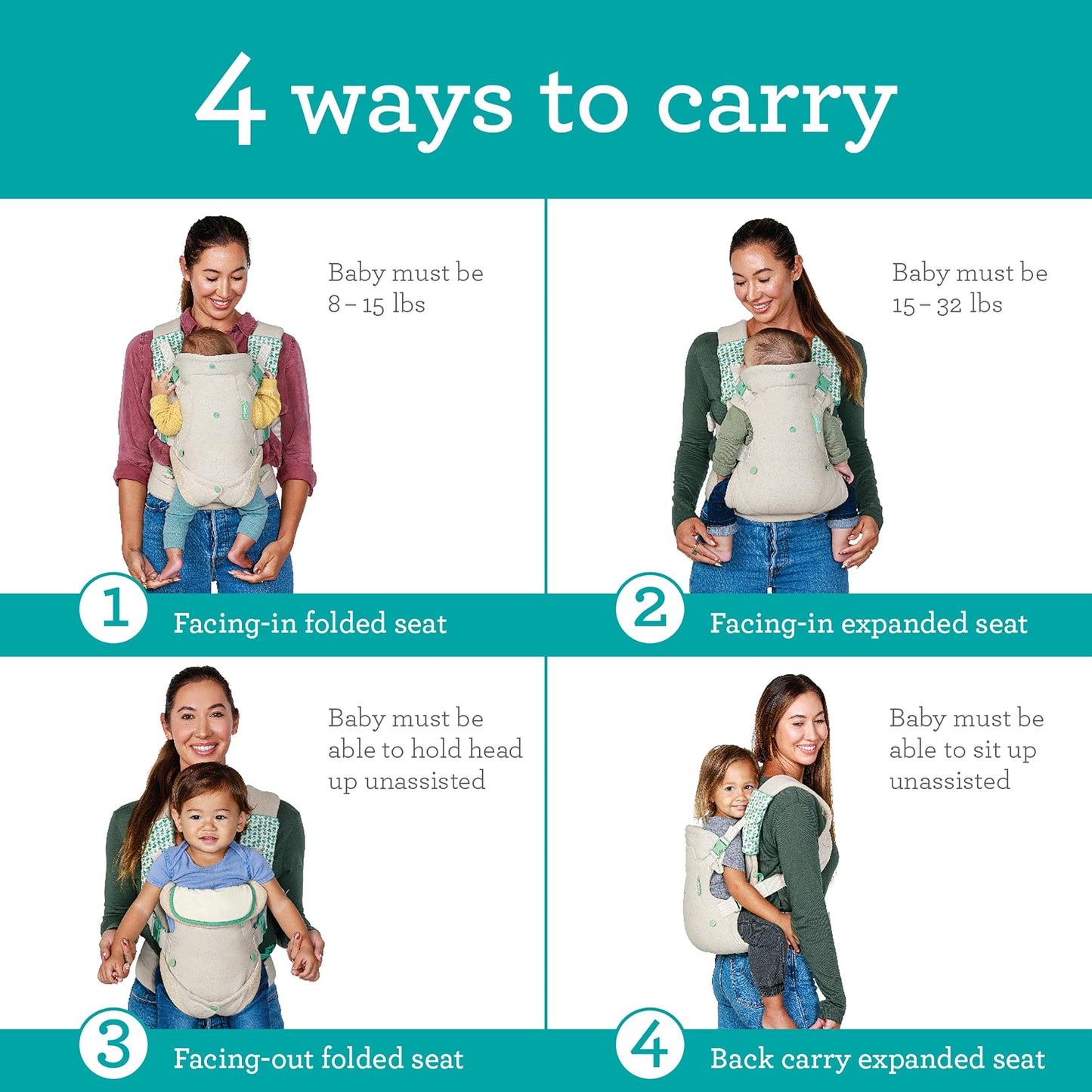 Infantino Flip 4-in-1 Nature & Nurture ergonoomiline kandekott, beež