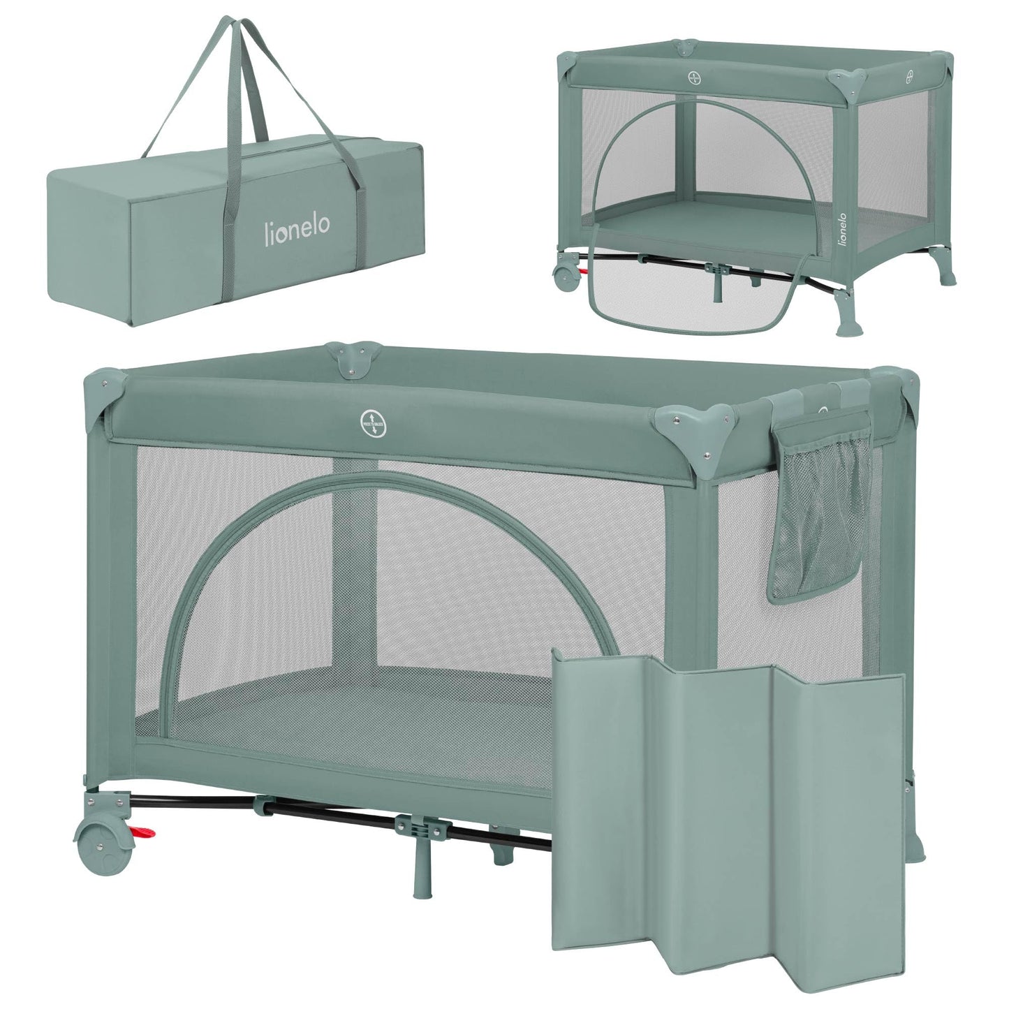 Lionelo Laura Compact 2-in-1 reisivoodi ja mänguaedik Green