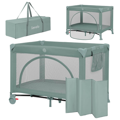 Lionelo Laura Compact 2-in-1 reisivoodi ja mänguaedik Green