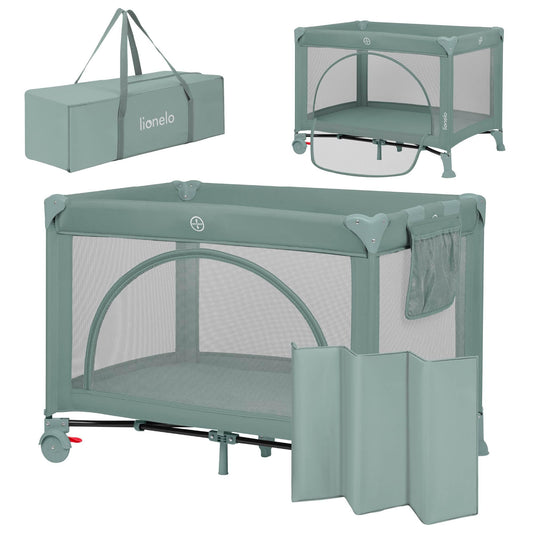 Lionelo Laura Compact 2-in-1 reisivoodi ja mänguaedik Green