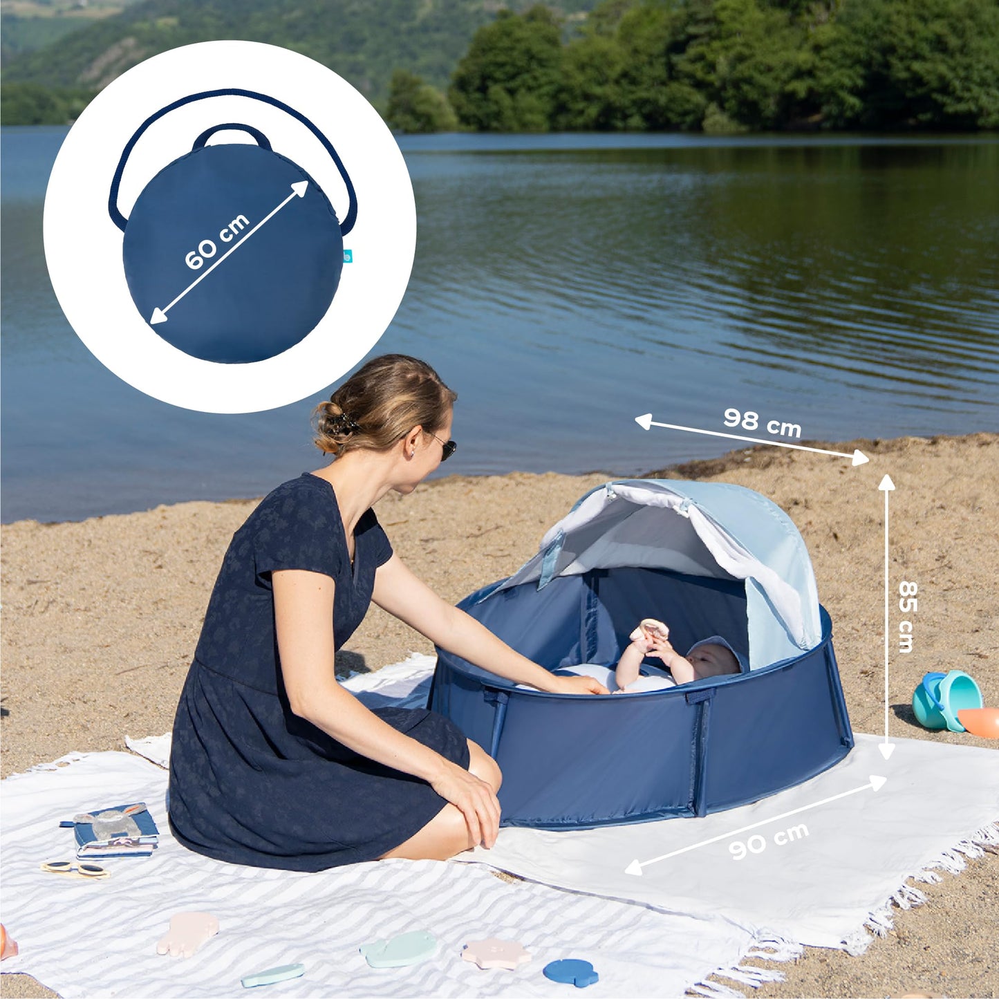 Babymoov Babyni Pop-Up UV-kaitsega beebi rannatelk, UPF 50+