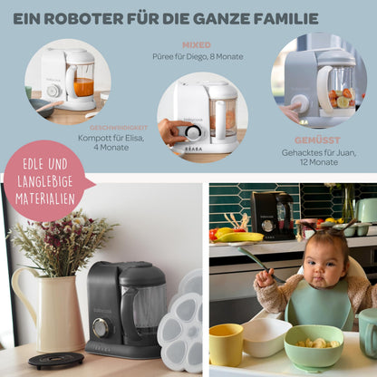 Béaba Babycook Solo 4-ühes blender-auruti, 1100 ml, tumehall