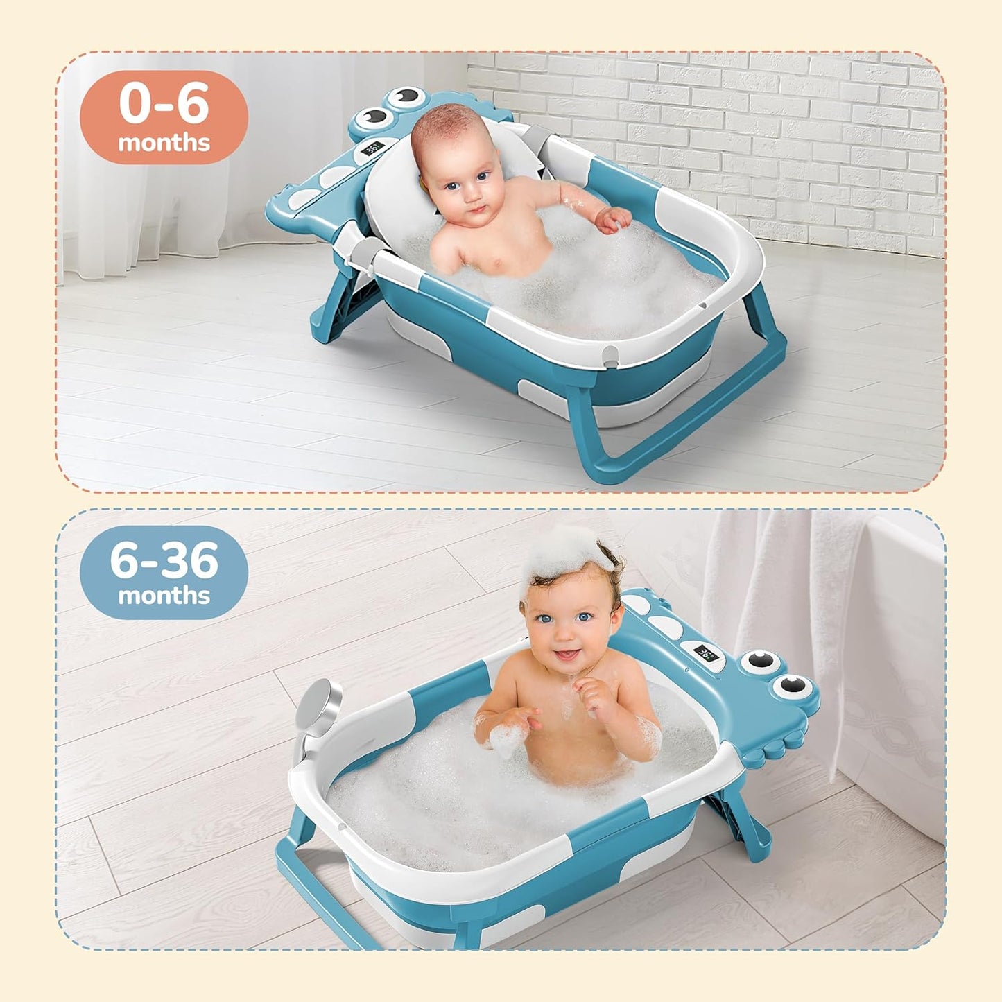 SUPERBE BEBE kokkupandav vann beebisisu ja termomeetriga, sinine (alates sünnist)