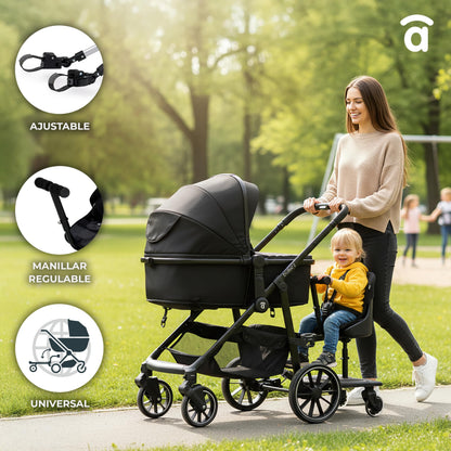 Asalvo Roller Buggy Board seisulaud istmega vankrile, värvilised rattad, kuni 25 kg
