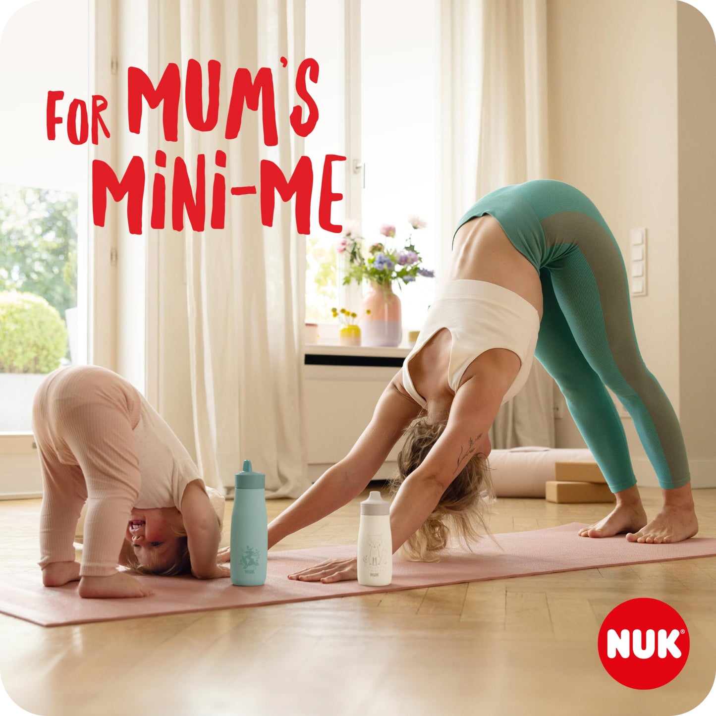 NUK Mini-Me joogitops lastele, 300 ml, Pink Butterfly (9+ kuud)
