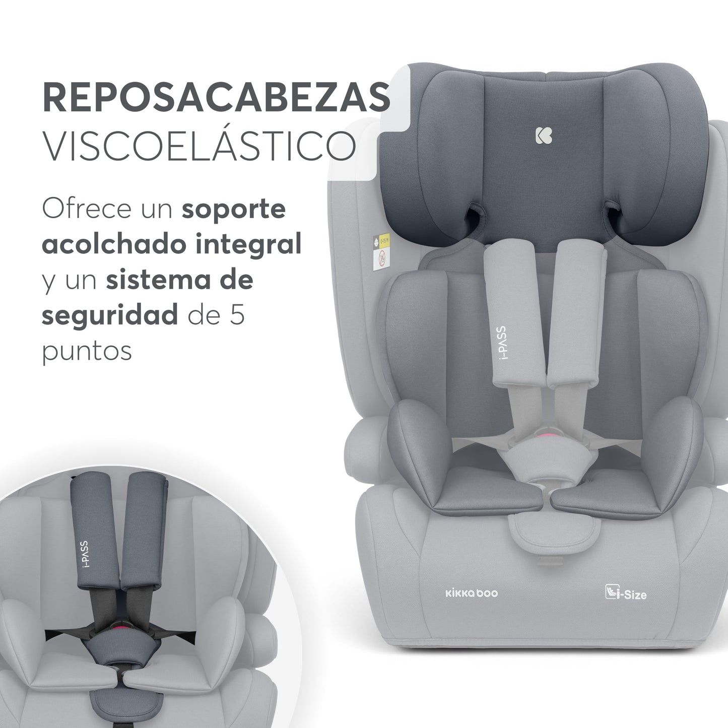 KikkaBoo i-PASS i-Size turvatool 9–36 kg (76–150 cm), hall