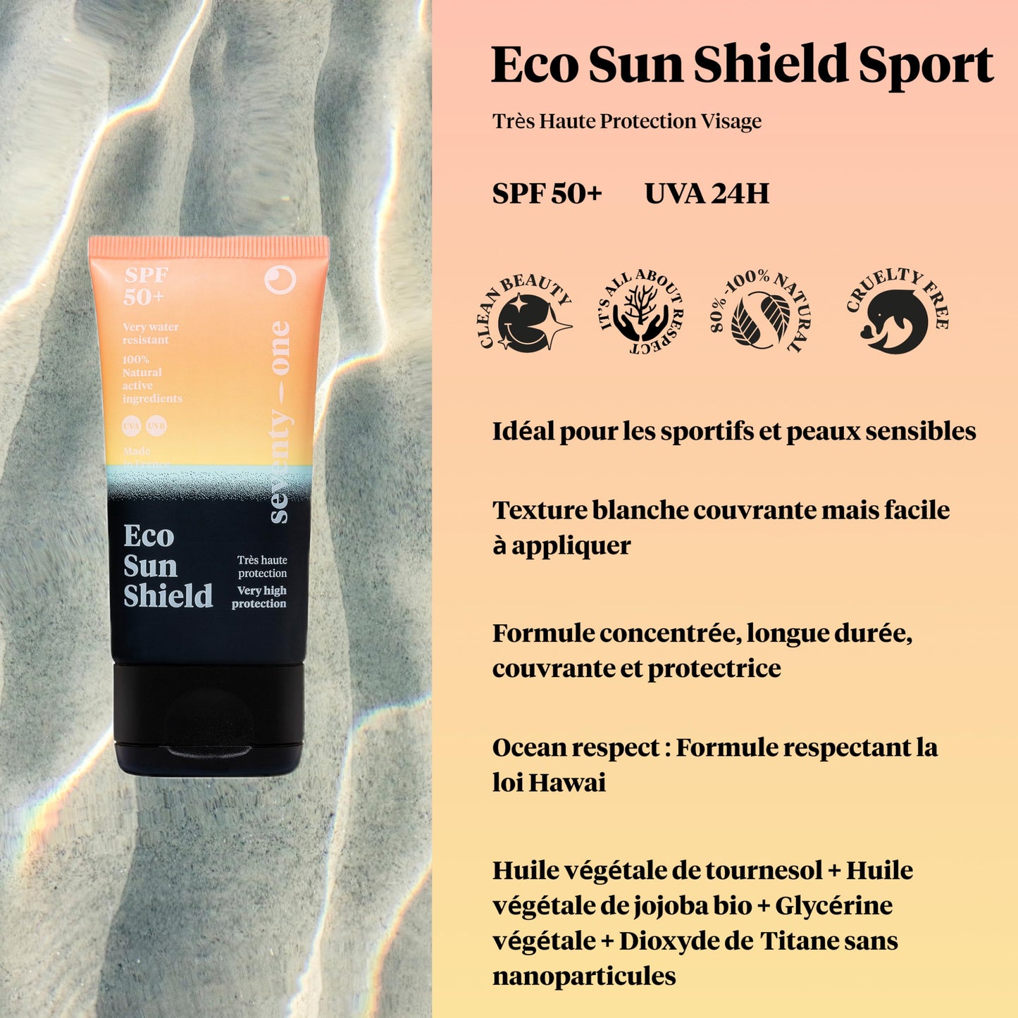 SeventyOne Percent Eco Sun Shield SPort SPF 50+ näokreem, 50 ml