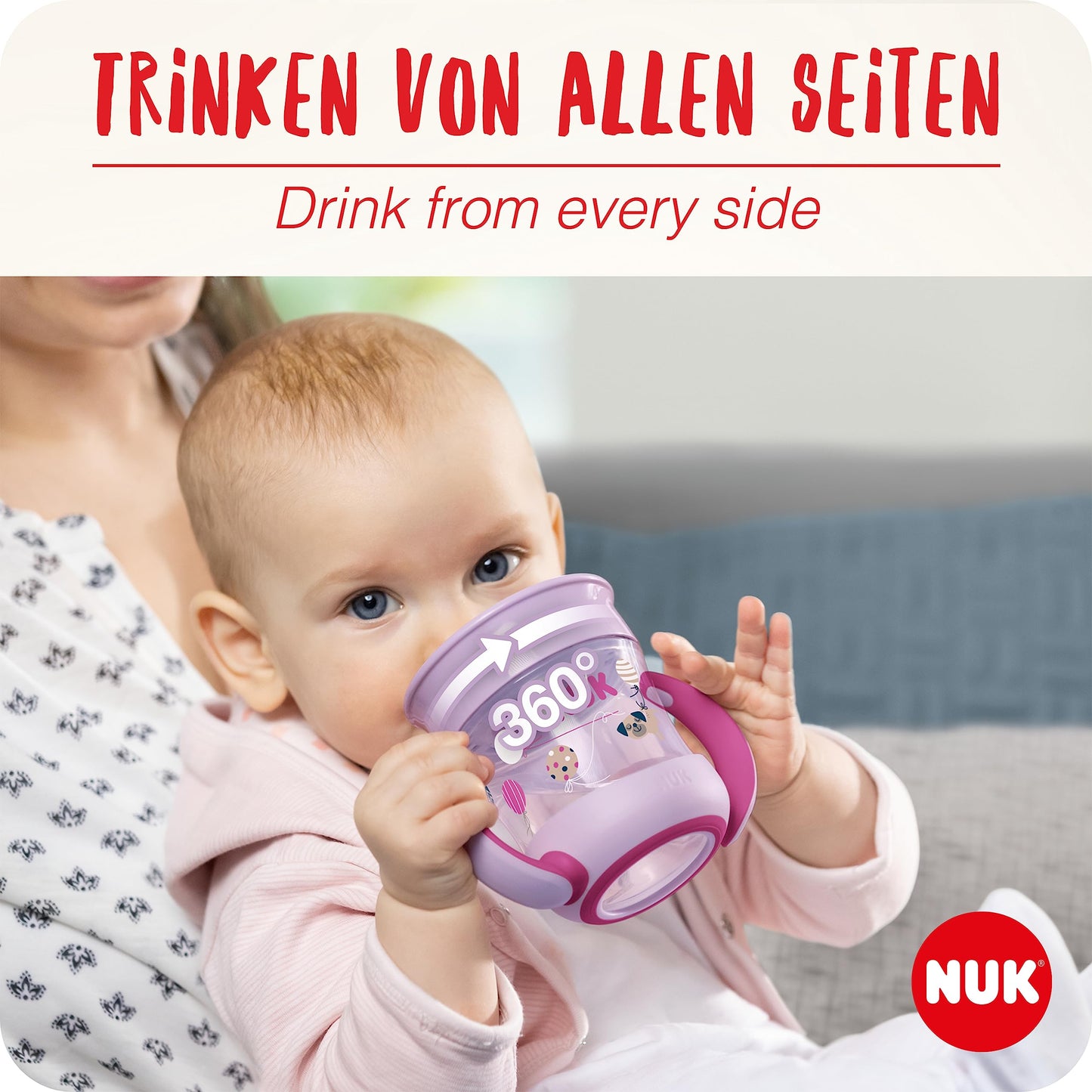 NUK Mini Magic Cup õppimistops 360° joogiserv, 160 ml, 2 tk, türkiis, alates 6 kuust