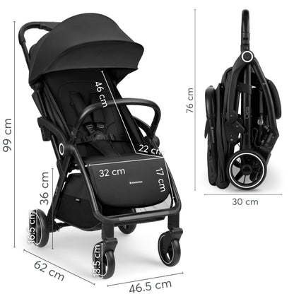 Kikka Boo CIELA kevyet matkarattaat, taittuu kokoon automaattisesti, 7,1 kg, musta, enintään 22 kg