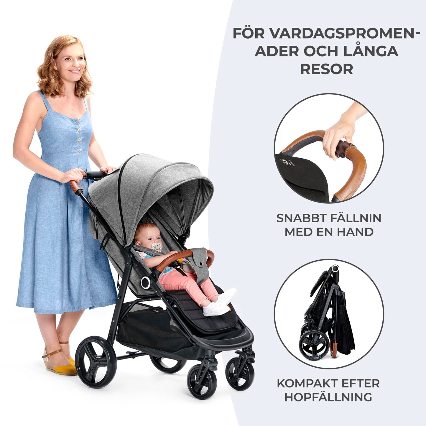 Kinderkraft Grande Plus jalutuskäru sünnist kuni 22 kg, must