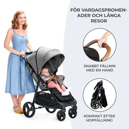 Kinderkraft Grande Plus jalutuskäru sünnist kuni 22 kg, must