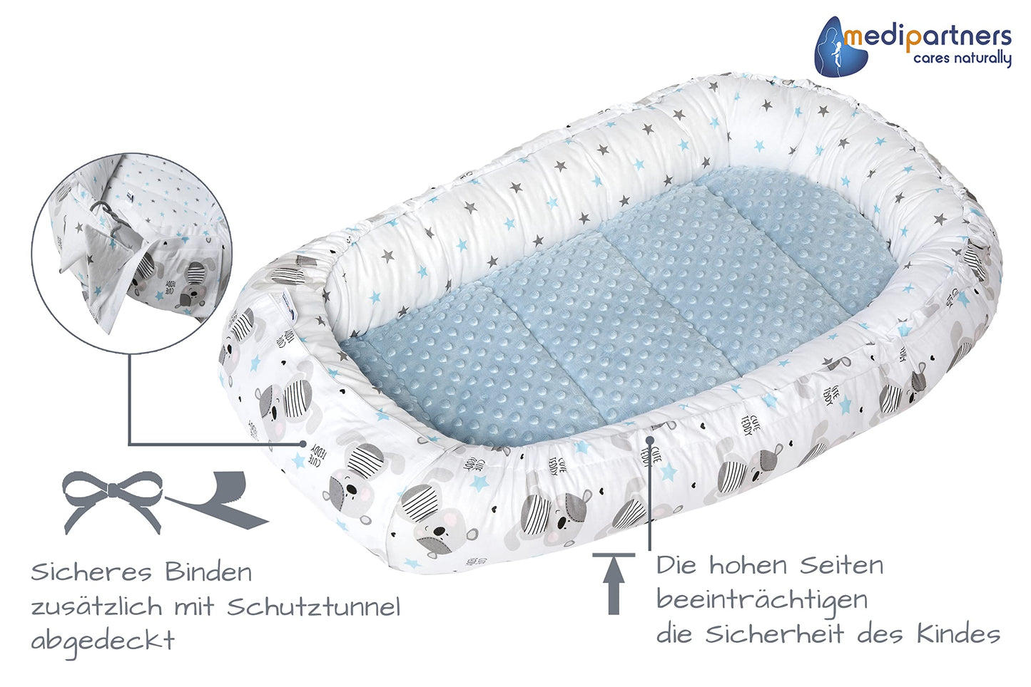 Medi Partners beebipesa Babynest Teddybär, 100 x 60 x 15 cm, vastsündinule