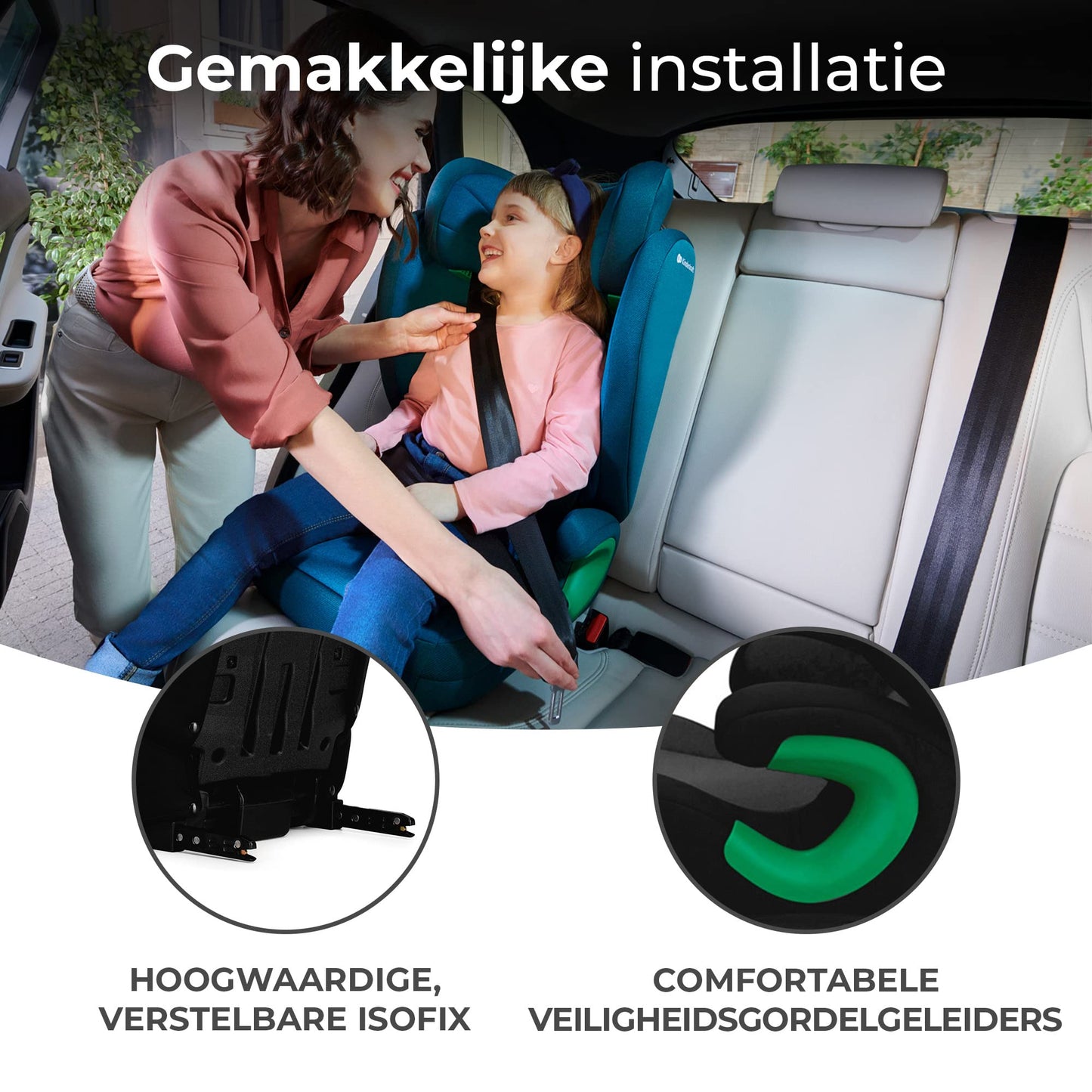 Kinderkraft JUNIOR FIX 2 i-Size turvatool 100–150 cm (15–36 kg) Isofix kinnitusega, must