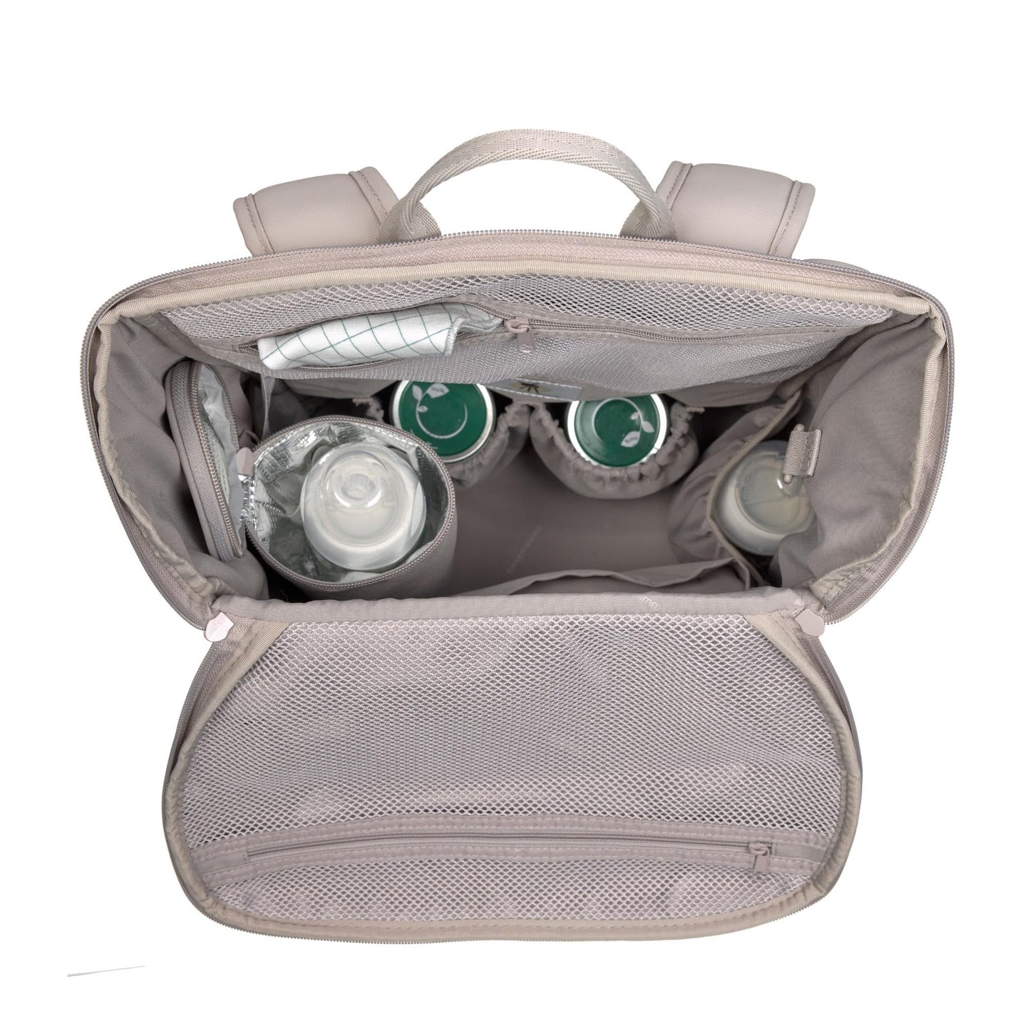 LÄSSIG beebitarvete seljakott Slender Up Backpack, taupe, mähkimisaluse ja pudelihoidjaga