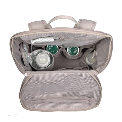 LÄSSIG beebitarvete seljakott Slender Up Backpack, taupe, mähkimisaluse ja pudelihoidjaga