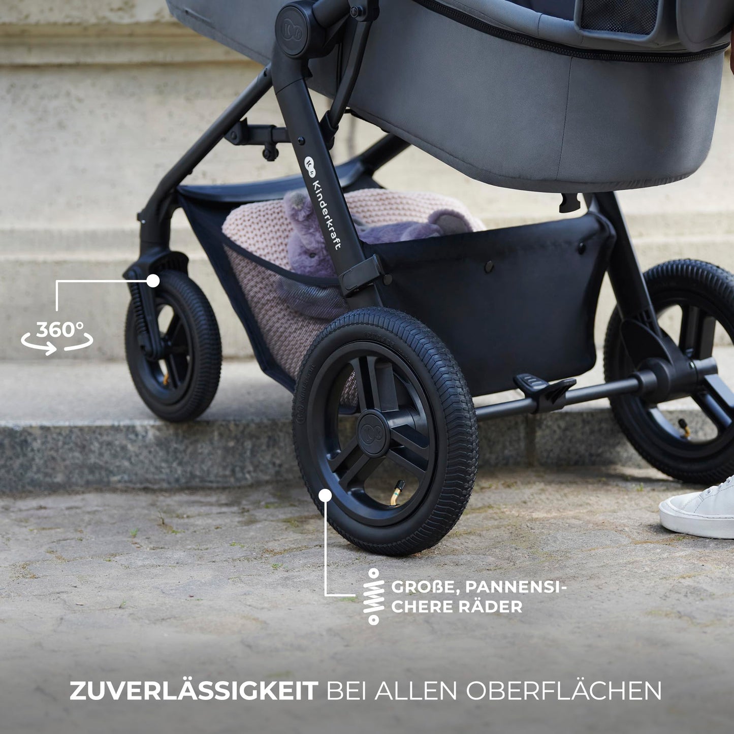 Kinderkraft MOOV2 AIR 3-ühes vanker, MINK PRO I-SIZE turvatooliga, helehall