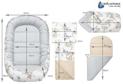 Medi Partners beebipesa komplekt 5-osaline 100 × 60 cm, Safari beež