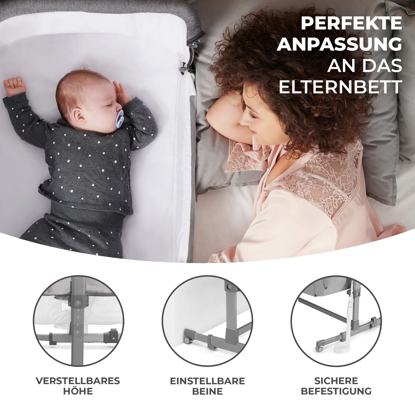 Kinderkraft NESTE UP beebivoodi 2-ühes, hall, 0-75 cm, 9 kg