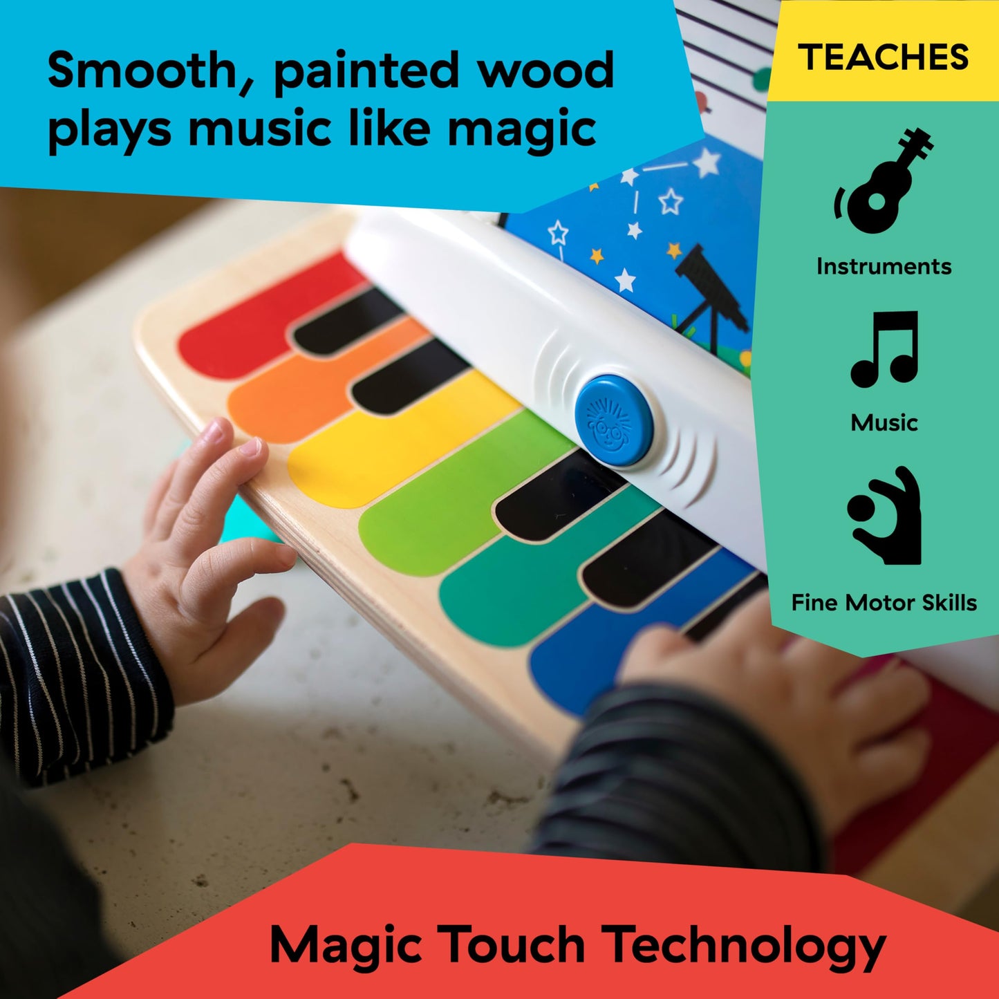 HAPE Baby Einstein Magic Touch puidust klaver, Montessori muusikamänguasi (6–36 kuud)