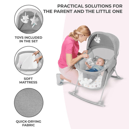 Kinderkraft LOVI 3-ühes beebihäll ja reisivoodi, hall (0–9 kg)