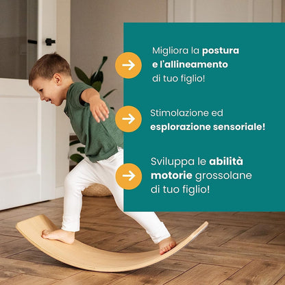 Montessori tasakaalulaud lastele, naturaalne puit roosa vildiga (82 × 30 cm)