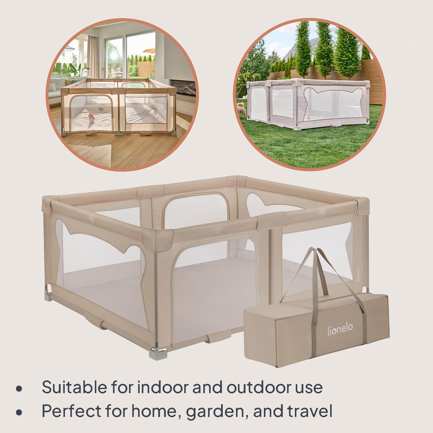 Lionelo Florence Easy Fold XL beebiaedik 150 × 180 cm, kokkupandav ja kerge, beež