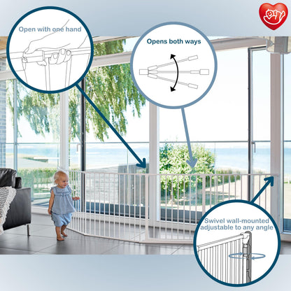 BabyDan Flex XXL turvavärav 90-350 cm, valge, mudel 56824-2400-10-75