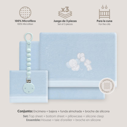 Interbaby talvine voodipesukomplekt 60 × 120 cm, Coralina, Elephant Balloon sinine