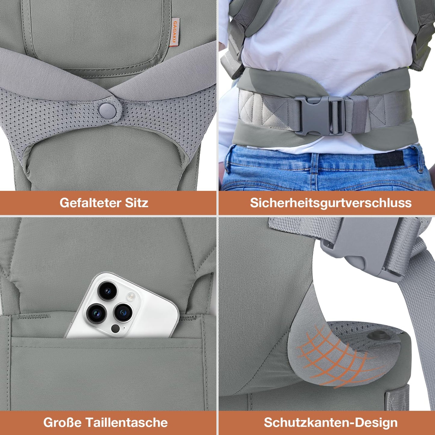 GAGAKU ergonoomiline kandekott puusatoega 0–36 kuud, salveiroheline