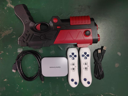 Damcoola retro mängukonsool 900+ sisseehitatud mänguga, 2 mängijat, AR-laserpüstoliga (GUN-EU02)
