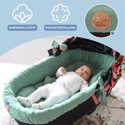 Totsy Baby musliinkangas vankrikorvi sisu (3-osaline komplekt), roheline