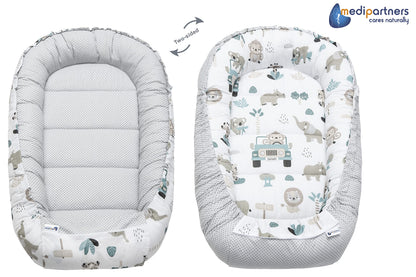Medi Partners beebipesa komplekt 5-osaline 100 × 60 cm, Mint Zoo beež