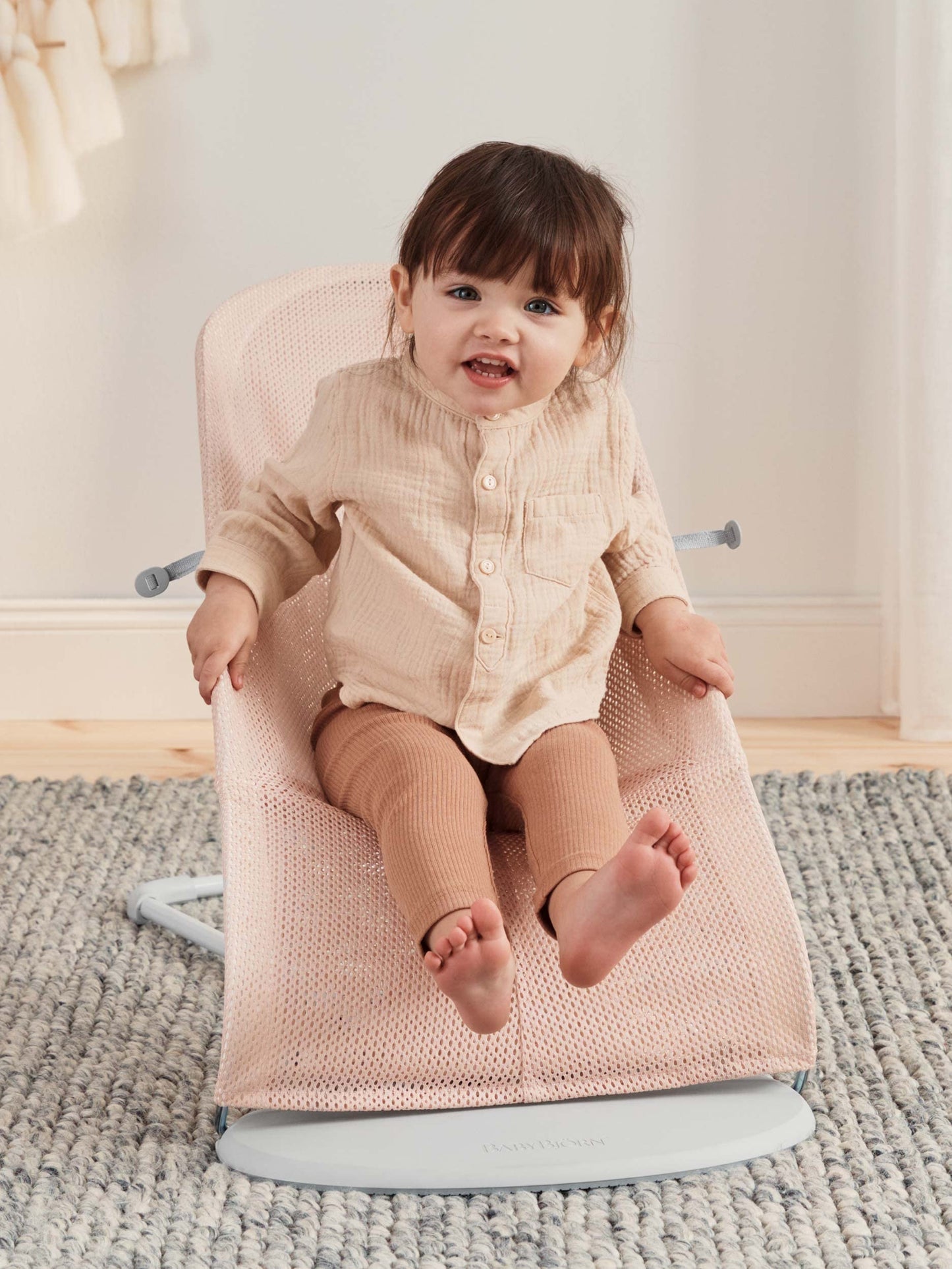 BabyBjörn Balance Soft beebi lamamistool/bouncer, võrk, pärlroosa/valge
