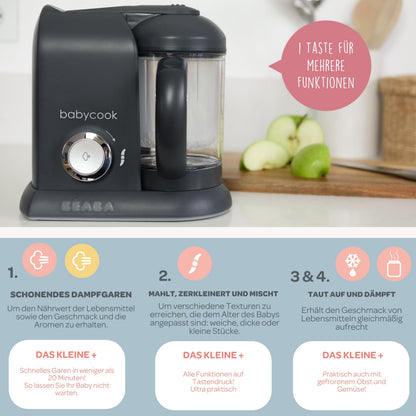 Béaba Babycook Solo 4-ühes blender-auruti, 1100 ml, tumehall