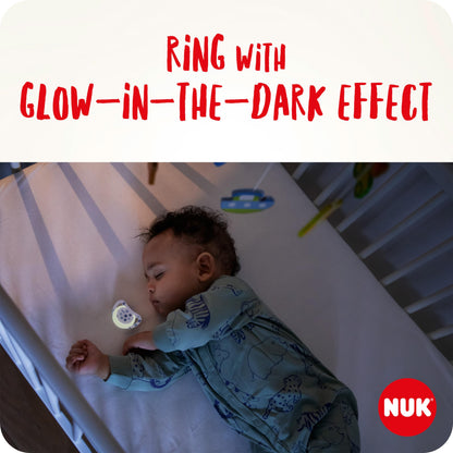 NUK Star Day & Night lutt 18–36 kuud, silikoon, pimedas helendav, 4 tk (roosa)