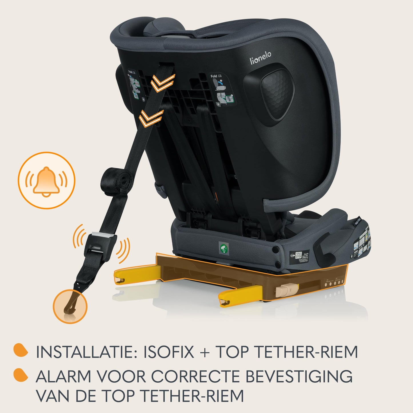 Lionelo Nelly i-Size ISOFIX turvatool 76–150 cm, kokkupandav, grafiithall