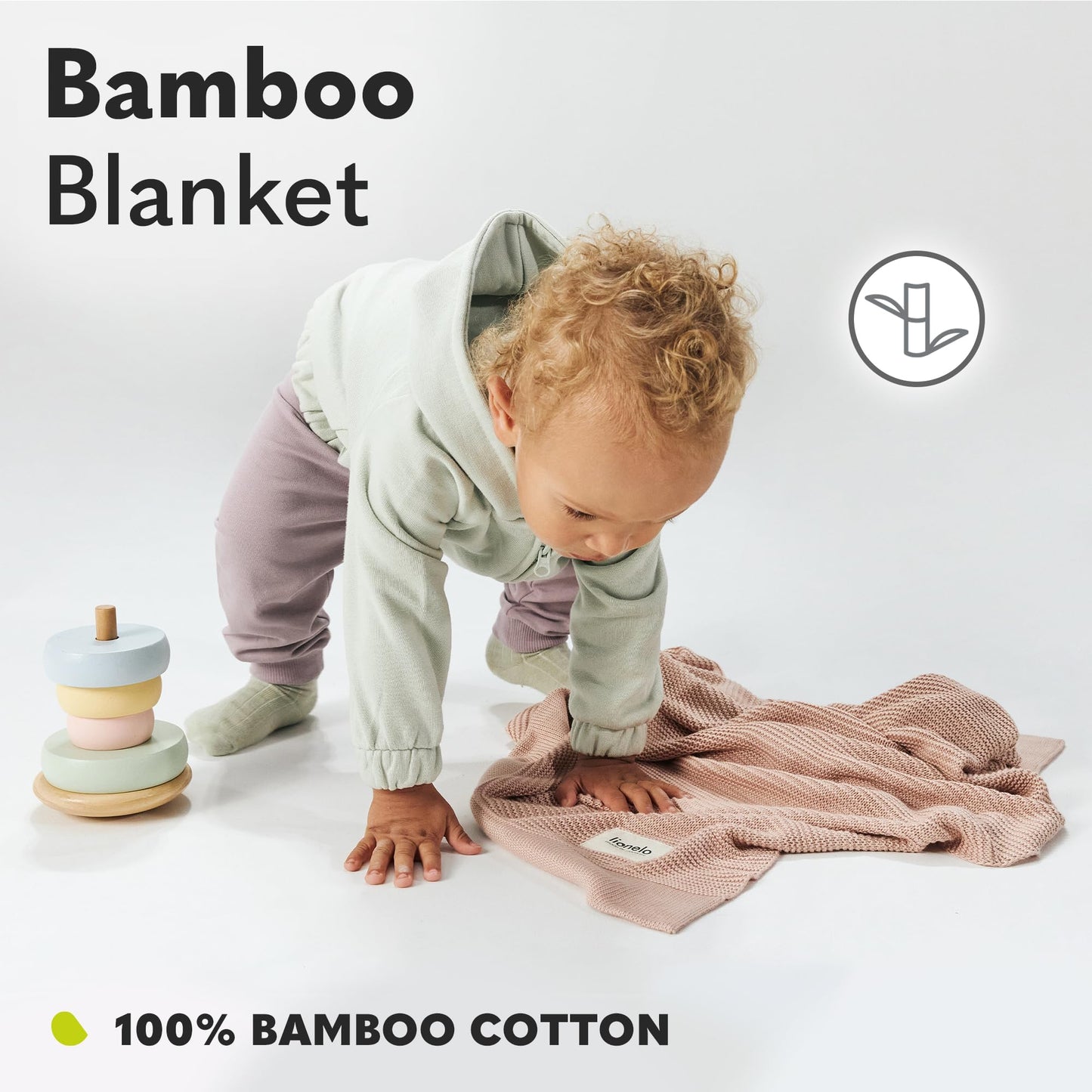 Lionelo bambusest beebitekk 100×75 cm, 100% puuvill, antibakteriaalne ja hüpoallergeenne, beež