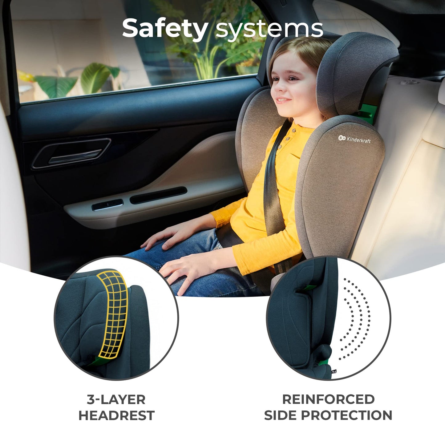 Kinderkraft JUNIORFIX2 turvatool 100–150 cm, ISOFIX, sinine