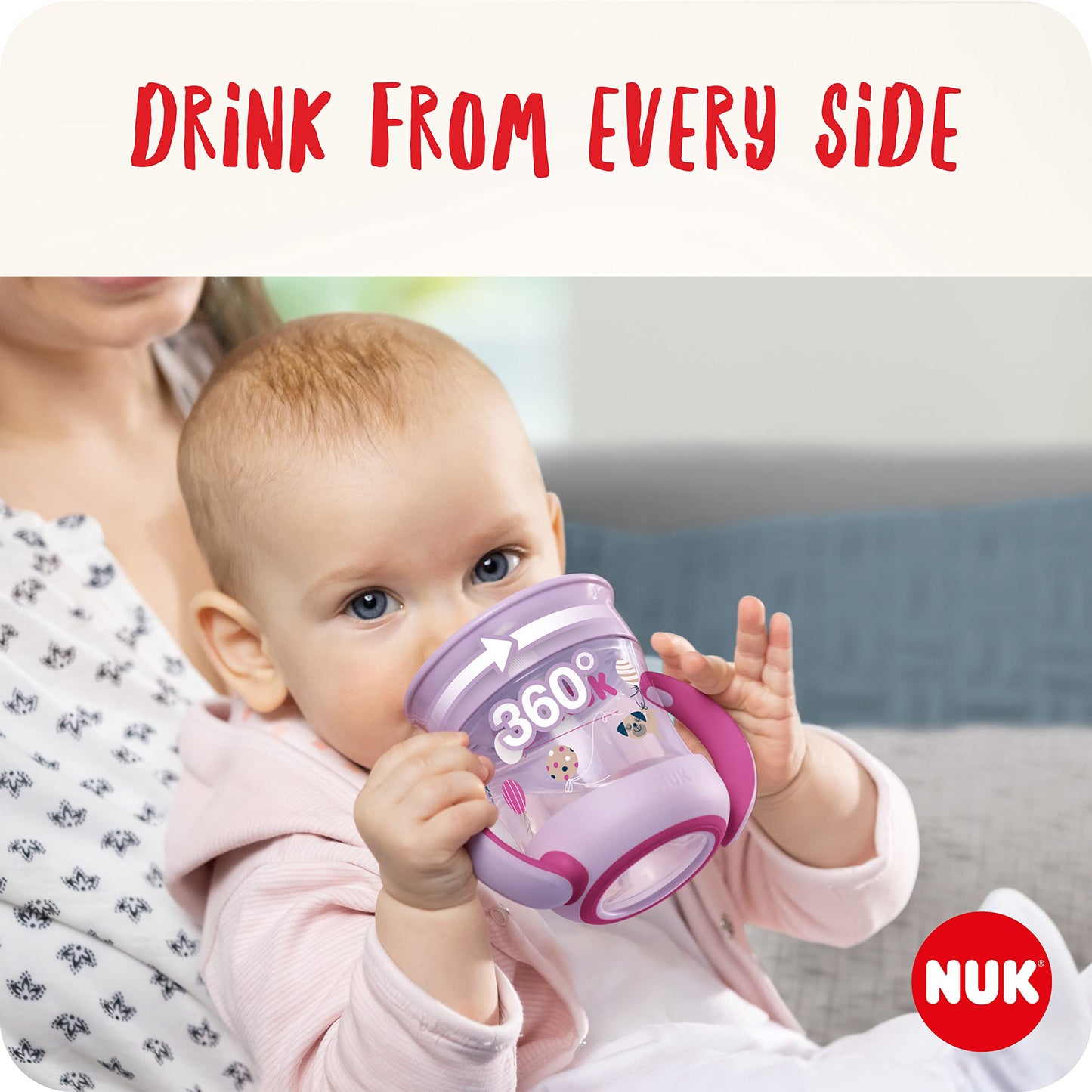 NUK Mini Magic Cup 360° joogitops, 160 ml, 6+ kuud, sinine lepatriinuga