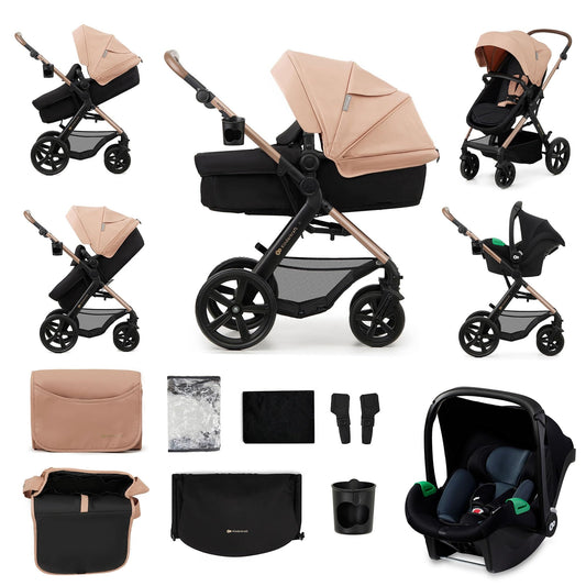 Kinderkraft MOOV 2 3-ühes lapsevanker komplektis Mink Pro i-Size turvahälliga, beež (rose gold)