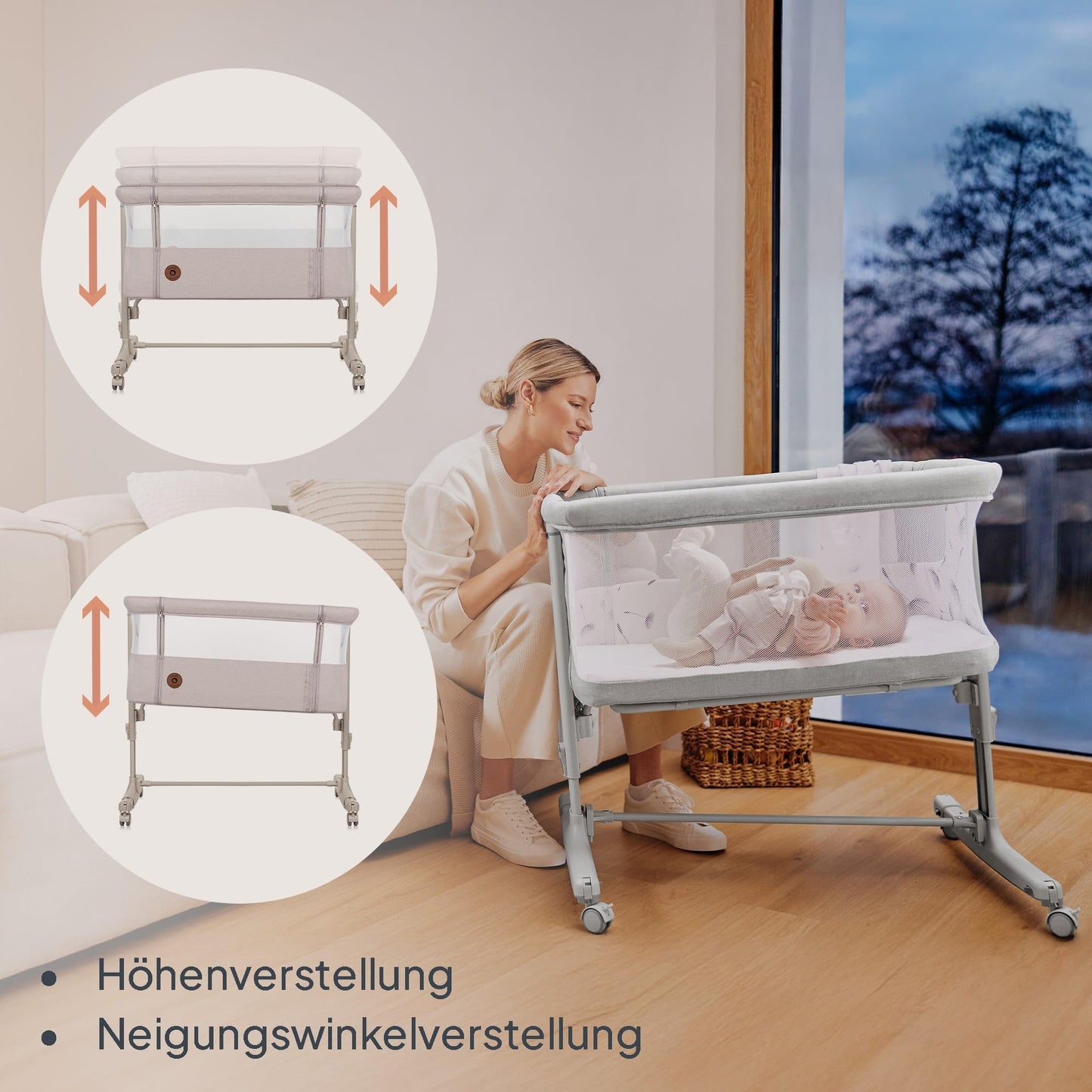 Lionelo Aurora 3-in-1 vooditasku, häll ja beebivoodi kuni 9 kg, Beige Cappuccino